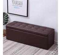 Hltdzer Banc D'Accent Rectangulaire Acolché en Cuir Faux avec Rangement Coffre À Rangement pour Chambre À Coucher Banc de Fin Lit(E,100 * 40 * 40cm/39.4 * 15.7 * 15.7in)