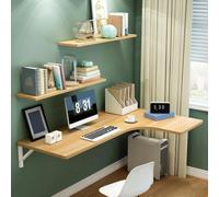 Hltdzer Bureau D’Ordinateur Pliable D’Angle Fixé Au Mur en Bois, Bureau D’étude Flottant pour Petits Appartements, Table À Rabat Économe D’Espace(C,120 * 60 * 40cm/47.2 * 23.6 * 15.7in)