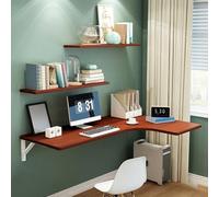 Hltdzer Bureau D’Ordinateur Pliable D’Angle Fixé Au Mur en Bois, Bureau D’étude Flottant pour Petits Appartements, Table À Rabat Économe D’Espace(D,100 * 60 * 40cm/39.4 * 23.6 * 15.7in)