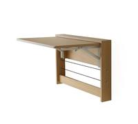 Hltdzer Bureau D’Ordinateur Pliable Fixé Au Mur en Bois, Bureau Mural Pliable Flottant, Plan de Travail Suspendu pour Petits Espaces, Bar(Natural Wood Color,63 * 41.5cm/24.8 * 16.3in)