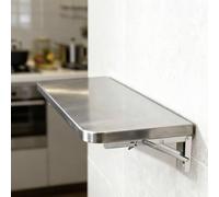 Hltdzer Bureau Flottant Mural en Acier Inoxydable avec Support Métallique, Table Travail Suspendue Pliante pour Petits Espaces, Idéal pour Bar, Travail(60 * 30cm/23.6 * 11.8in)