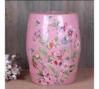 Hltdzer Chinoiserie Décoration Tabouret Jardin Creux Décoratif en Céramique Tabouret Tambour en Céramique Ronde Chinoise Émaillée Peint la Main avec des Fleurs et des Papillons(H1)