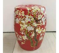 Hltdzer Chinoiserie Décoration Tabouret Jardin Creux Décoratif en Céramique Tabouret Tambour en Céramique Ronde Chinoise Émaillée Peint la Main avec des Fleurs et des Papillons(L)