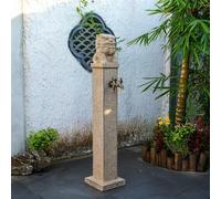 Hltdzer Colonne D’Eau Carrée en Pierre pour Extérieur avec Double Robinet, Robinet d'eau Vertical sur Pied pour Tuyau D'arrosage pour Lavage et Irrigation(Gray-A,110CM/43.3IN)