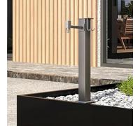 Hltdzer Colonne d'eau Carrée en Acier Inoxydable Extérieure avec Robinet, Fontaine Décorative Distributeur d'eau, Borne D'arrosage pour L'irrigation(Gray-Bottom Water Inlet,40cm/15.7in)
