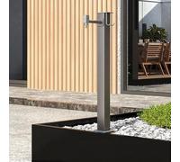 Hltdzer Colonne d'eau Carrée en Acier Inoxydable Extérieure avec Robinet, Fontaine Décorative Distributeur d'eau, Borne D'arrosage pour L'irrigation(Gray-Side Water Inlet,60cm/23.6in)