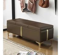 Hltdzer Ottoman Rangement Acolché en Cuir Faux pour Fin du Lit Banc Rectangulaire Armoire Cachée À Rangement pour Banc Fin de Lit pour Chambre À Coucher Salon(D,120 * 40 * 40CM/47.2 * 15.7 * 15.7IN)