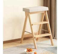 Hltdzer Pliant Rétro Multifonctionnel Escabeau À 3 Marches Chaise pour Cuisine Portable Escabeau en Bois Massif Hauteur de Comptoir Haut pour Maison, Bureau(F)