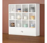 Hltdzer Porte mugs en Bois Massif Multi-étages Avec Tiroir, Étagère de Présentation pour Tasses À Thé Sur Plan de Travail pour Cuisine et Bar À Café(White,60 * 17 * 60cm/23.6 * 6.7 * 23.6in)