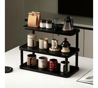 Hltdzer Porte-Tasses de Table À Paliers Ouvert en Bois Massif Multi-Niveaux, Rangement Économe en Espace pour Cuisine, Bureau Ou Salon(30 * 13.5 * 27cm/11.8 * 5.3 * 10.6in)