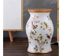 Hltdzer Rond Décoratif Tabouret Tambour en Céramique pour Jardin Style Chinois Tabouret Émail Peint la Main avec Fleurs Papillons Assise avec Rangement L'Intérieur Terrasse(F)