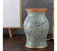 Hltdzer Rond Décoratif Tabouret Tambour en Céramique pour Jardin Style Chinois Tabouret Émail Peint la Main avec Fleurs Papillons Assise avec Rangement L'Intérieur Terrasse(P)