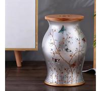 Hltdzer Rond Décoratif Tabouret Tambour en Céramique pour Jardin Style Chinois Tabouret Émail Peint la Main avec Fleurs Papillons Assise avec Rangement L'Intérieur Terrasse(J)