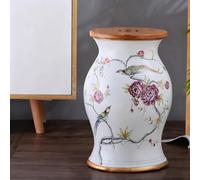 Hltdzer Rond Décoratif Tabouret Tambour en Céramique pour Jardin Style Chinois Tabouret Émail Peint la Main avec Fleurs Papillons Assise avec Rangement L'Intérieur Terrasse(K)
