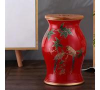 Hltdzer Rond Décoratif Tabouret Tambour en Céramique pour Jardin Style Chinois Tabouret Émail Peint la Main avec Fleurs Papillons Assise avec Rangement L'Intérieur Terrasse(M)