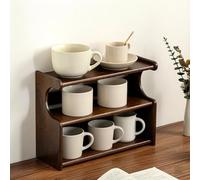 Hltdzer Support de Présentation pour Mugs en Bois Massif Avec Tiroir, Rangement de Comptoir pour Tasses À Thé Avec Étagère Ouverte, Porte-Tasses pour Maison(40 * 15 * 30cm/15.7 * 5.9 * 11.8in)