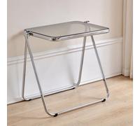 Hltdzer Table en Acrylique Moderne Polyvalente À Usage Domestique avec Feuilles Amovibles Cadre Métallique Table Pliante Multifonction Étirable Petite Table D'Appoint(Gray)