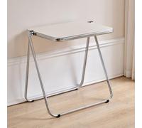 Hltdzer Table en Acrylique Moderne Polyvalente À Usage Domestique avec Feuilles Amovibles Cadre Métallique Table Pliante Multifonction Étirable Petite Table D'Appoint(White)