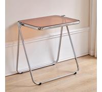 Hltdzer Table en Acrylique Moderne Polyvalente À Usage Domestique avec Feuilles Amovibles Cadre Métallique Table Pliante Multifonction Étirable Petite Table D'Appoint(Brown)