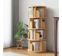 Hltdzer Tour de Livres Rotatif À Épine Verticale Réglable en Bois pour Sol Bibliothèque Rotative À 360 ° avec Cadre en Bois Massif pour Salon, Cuisine, Bureau Domestique(Beige,4-Layer)