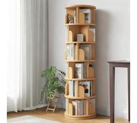 Hltdzer Tour de Livres Rotatif À Épine Verticale Réglable en Bois pour Sol Bibliothèque Rotative À 360 ° avec Cadre en Bois Massif pour Salon, Cuisine, Bureau Domestique(Beige,6-Layer)