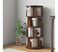 Hltdzer Tour de Livres Rotatif À Épine Verticale Réglable en Bois pour Sol Bibliothèque Rotative À 360 ° avec Cadre en Bois Massif pour Salon, Cuisine, Bureau Domestique(Brown,4-Layer)