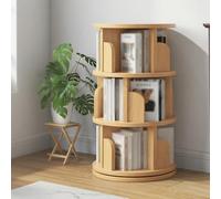 Hltdzer Tour de Livres Rotatif À Épine Verticale Réglable en Bois pour Sol Bibliothèque Rotative À 360 ° avec Cadre en Bois Massif pour Salon, Cuisine, Bureau Domestique(Beige,3-Layer)