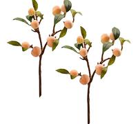 HLTER Lot de 2 branches de pêche artificielles, 45,7 cm, toucher réaliste, avec feuilles vertes artificielles, tiges d'arbres de pêche, arrangements floraux
