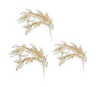 HLTER Lot de 3 branches de feuilles dorées artificielles de 99,3 cm de long - Pics de fleurs artificielles à paillettes - Tiges d'arbre - Arrangements floraux