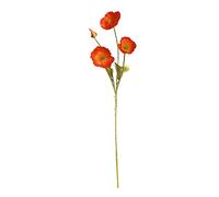 HLTER Lot de 6 fleurs de coquelicots artificiels, 60 cm, fleurs de pavot floquées en soie, bouquet de fleurs artificielles, orange rouge