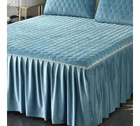 HLTQL Housse De Matelas De Couleur Unie AntidéRapant Jupe De Lit 180x200 Cache Sommier avec Ourlet éLastique(#5,pillowcaseX2)