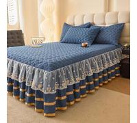 HLTQL Jupe De Lit 180x200 à Volants Cache Sommier avec Ourlet éLastique Et Doux Drap Housse De Matelas Fleur Broderie(#5,pillowcaseX2)