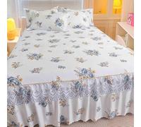 HLTQL Jupe De Lit 180x200 à Volants Cache Sommier avec Ourlet éLastique Et Doux Drap Housse De Matelas Fleur Broderie(#5,pillowcaseX2)