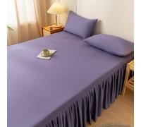 HLTQL Jupe De Lit à Volants Microfibre Couvre-Lit 180x200/150x200/120x200 AntidéRapant Cache Sommier avec Ourlet éLastique(#12,150x200cm)