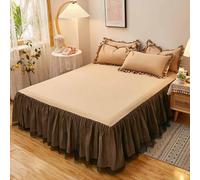 HLTQL Jupe De Lit à Volants Microfibre Couvre-Lit 180x200 Dentelle Couleur Unie AntidéRapant Cache Sommier avec Ourlet éLastique(#3,180x200cm)