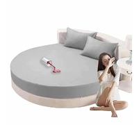 HLTQL Protege Matelas Drap-Housse Rond Protège Matelas Imperméable Housse Matelas Protection Matelas Doux Drap-Housse en Élastique Respirant(A,Diameter200cm)
