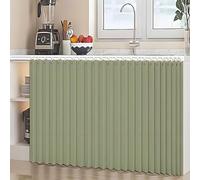 HLTQL Rideau Coulissant pour Meuble De Cuisine Rideau Meuble Cuisine Bas sans Percage Rideau sous Evier Cuisine Rideau Cache Placard Decor Cuisine(#3,W140xH70cm)