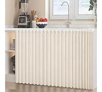 HLTQL Rideau Coulissant pour Meuble De Cuisine Rideau Meuble Cuisine Bas sans Percage Rideau sous Evier Cuisine Rideau Cache Placard Decor Cuisine(#4,W100xH100cm)