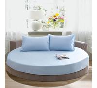 HLTQL Rond Drap Housse 200x200 Coton Doux Coton Drap-Housse avec éLastique Complet Bed Sheets Convient pour Matelas Jusqu'à 25 Cm Protege Matelas(#15,200cm)