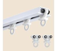 HLTQL Tringle Rideau Plafond Encastrable Rail Rideau Plafond Aluminium Coulissant Rail Rideaux Plafond 3/2/1m(White,240cm)
