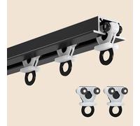 HLTQL Tringle Rideau Plafond Encastrable Rail Rideau Plafond Aluminium Coulissant Rail Rideaux Plafond 3/2/1m(Black,230cm)