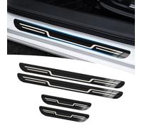 HLTTXS Protection Seuil de Porte de Voiture pour BYD Seal U DM-i, Plaque de Seuil Protecteurs Autocollant Voiture Film Adhésif, Inoxydable,A/Black