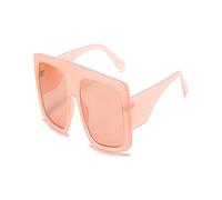 HLVDLSNI Lunettes de soleil carrées surdimensionnées femmes 2021 nouvelle conception une pièce Beige lunettes de soleil transparentes rétro à la mode grandes nuances lunettes(Pink Pink)