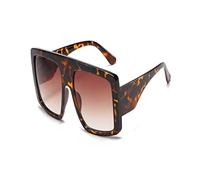 HLVDLSNI Lunettes de soleil carrées surdimensionnées femmes 2021 nouvelle conception une pièce Beige lunettes de soleil transparentes rétro à la mode grandes nuances lunettes(Leopard)