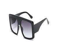 HLVDLSNI Lunettes de soleil carrées surdimensionnées femmes 2021 nouvelle conception une pièce Beige lunettes de soleil transparentes rétro à la mode grandes nuances lunettes(Black Gray)
