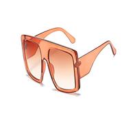 HLVDLSNI Lunettes de soleil carrées surdimensionnées femmes 2021 nouvelle conception une pièce Beige lunettes de soleil transparentes rétro à la mode grandes nuances lunettes(Tea)