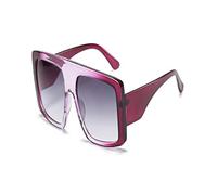 HLVDLSNI Lunettes de soleil carrées surdimensionnées femmes 2021 nouvelle conception une pièce Beige lunettes de soleil transparentes rétro à la mode grandes nuances lunettes(Purple)