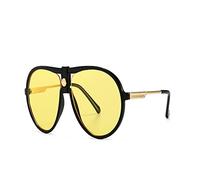 HLVDLSNI Lunettes de soleil pilote super grandes for femmes et hommes verres dégradés de marque de luxe for lunettes de soleil rétro noires for femmes(Black Yellow)