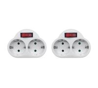 Hlxnyami 2X Prise Multiple Standard UE 250V 16A Prise de Conversion à Double Prise avec Interrupteur de Prise Prise Adaptateur Secteur Prise UE