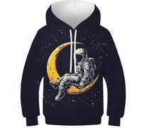 HLXZMCVBT Astronaut Garçon Fille Hoodies Impression 3D Manches Longues Poche Capuche Pull pour 8-10Y